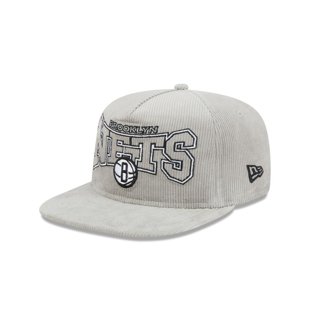 New Era Brooklyn Nets Gray Cord Golfer Hat - One Size